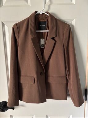 NWT Madewell Cropped Brown Single-Button Blazer. Size Small